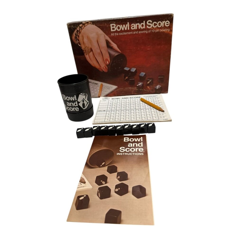Vintage 1974 Milton Bradley Bowl And Score 10-Pin Bowling Dice Game Set - Picture 4 of 5